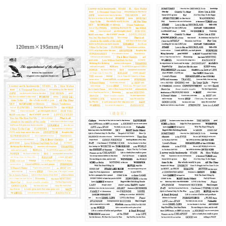 Set 4 tấm sticker câu quotes tiếng anh
