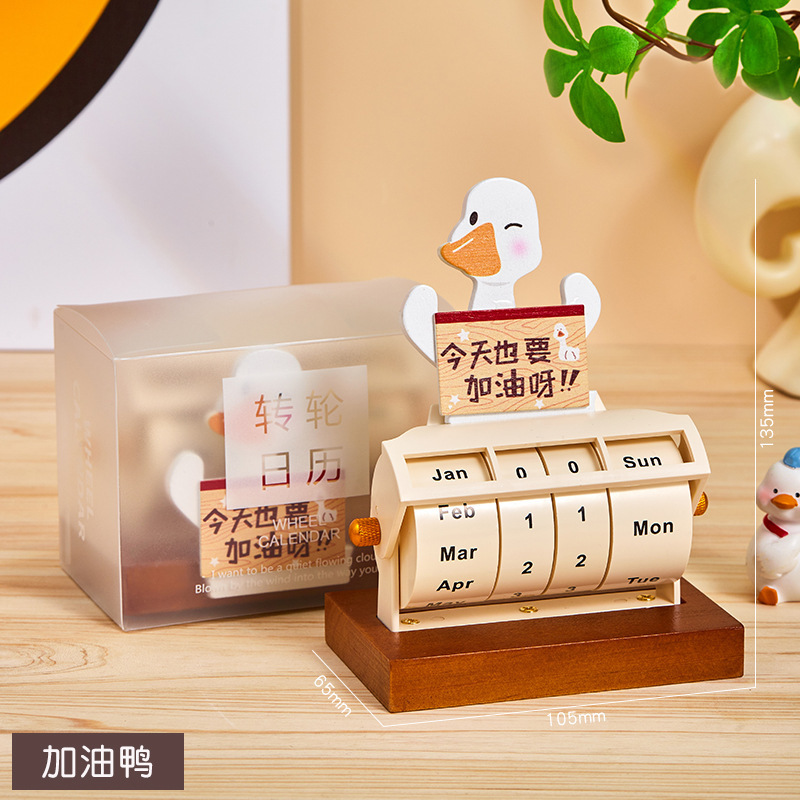 Thôi nào con vịt chạy bằng gỗ lịch vạn niên lịch để bàn 2024 đồ trang trí lịch mới đa chức năng và thiết thực để bàn lịch vạn niên Hãy đến con vịt chạy bằng gỗ lịch vạn niên để bàn 2024 đồ trang trí lịch mới đa chức năng