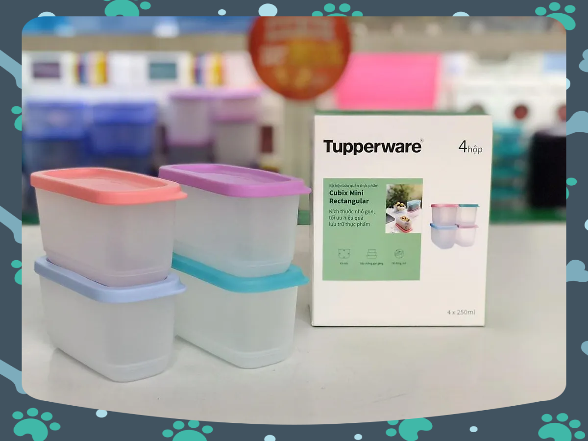 Bộ HộpTupperware Bảo Quản Thực Phẩm Cubix Mini Rectangular (4 Hộp)