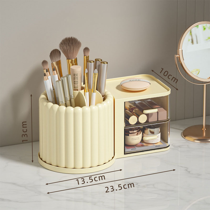 Creative desktop rotating pen holder, skincare and cosmetics storage box, student dormitory drawer storage box, Plastic,simple,pen holder storage rack