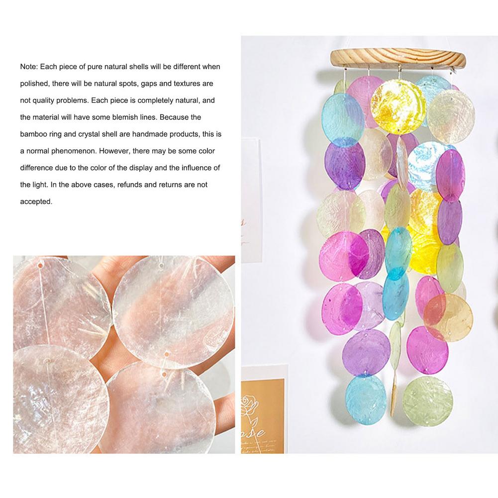 【Folio & Light】Outdoor Wind Chimes Delicate Capiz Shell Wind Chime Handmade Outdoor Wind Chimes Melodious Pleasant Sound For Windowsill Gar. 