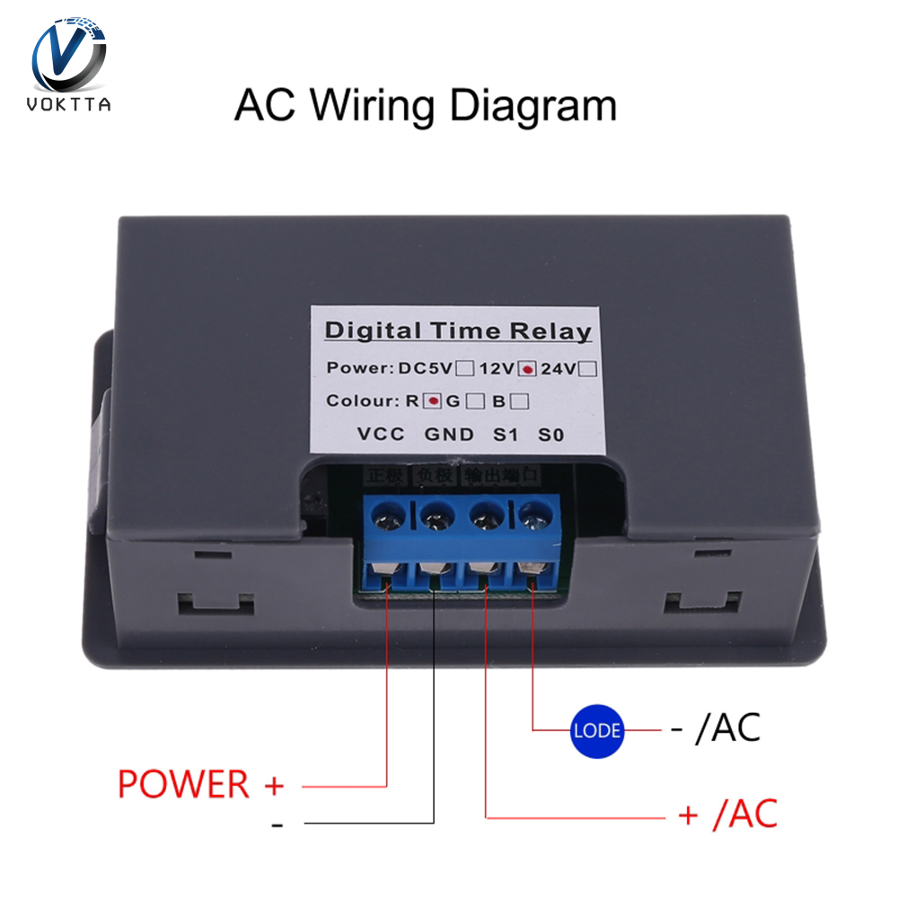 VOKTTA Rơle tác dụng chậm mô-đun 5V 12V 24V Rơle hẹn giờ 0.01S-999min Hẹn Giờ Kỹ Thuật Số chu kỳ chậm trễ mô-đun chuyển đổi AC 220V Power-off điều khiển