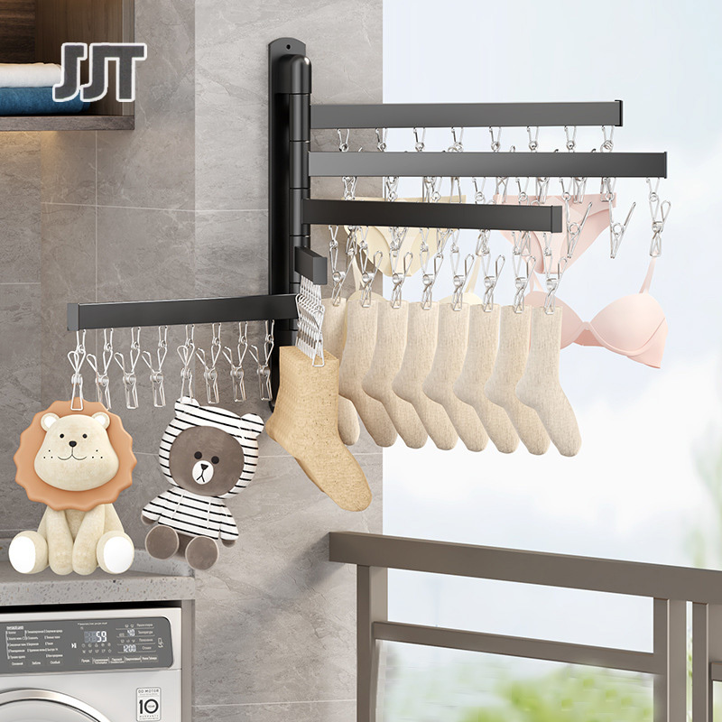 JJT [Miễn Phí Vận Chuyển]Giá phơi inox, móc treo chắc chắn, giá đỡ vớ chống gió nhiều kẹp, giá phơi, Giá phơi ban công, móc đa chức năng