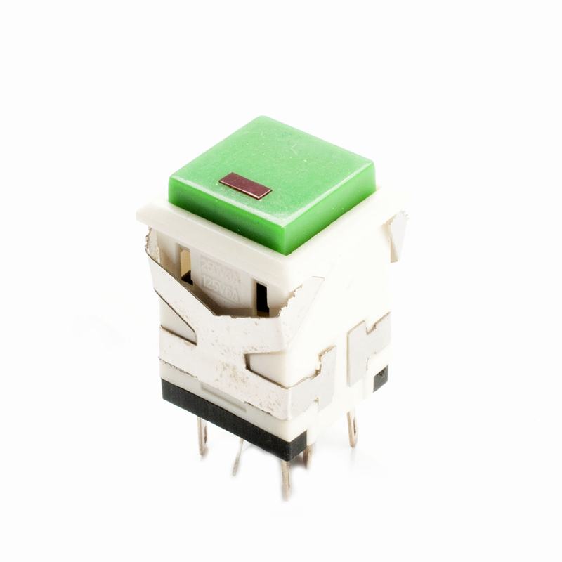 KD2 Push Button DPDT OFF/(ON) Latching SWITCH GREEN 3V Led 125V/6A 250V/3A