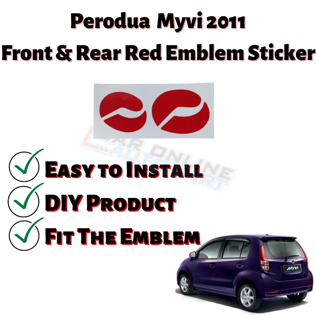 Perodua Myvi Lagi Best 2011 2015 Red Green Sticker Logo 2 Pcs Front Rear Sticker Lazada