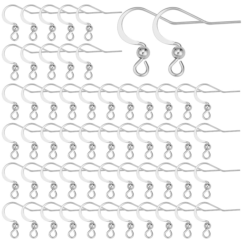 304 Stainless Steel French Earring Hooks, Flat Earring Hooks, Ear