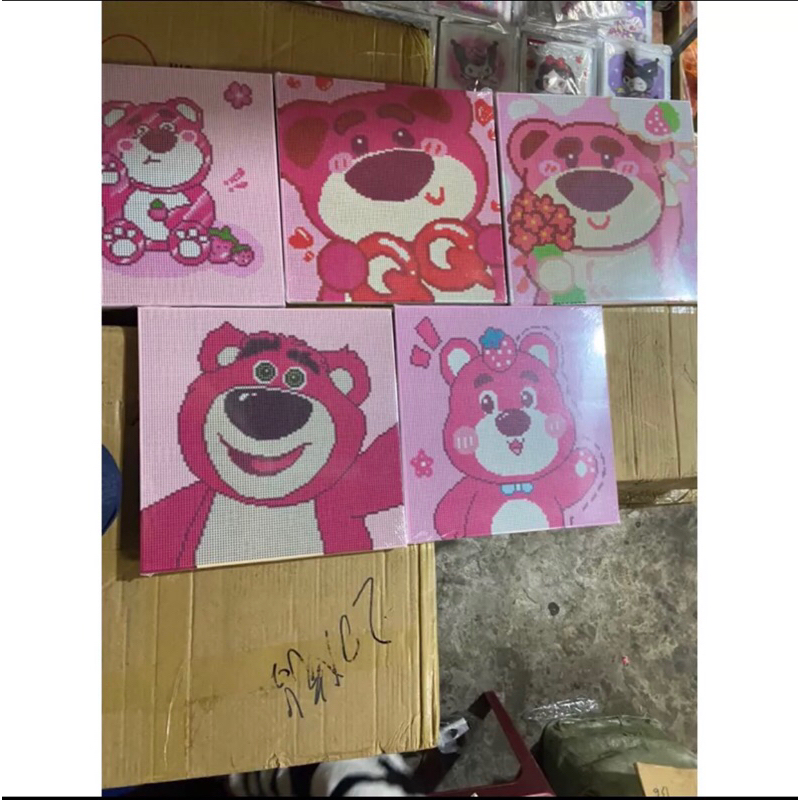 Bộ tranh đính đá gấu dâu 20x20