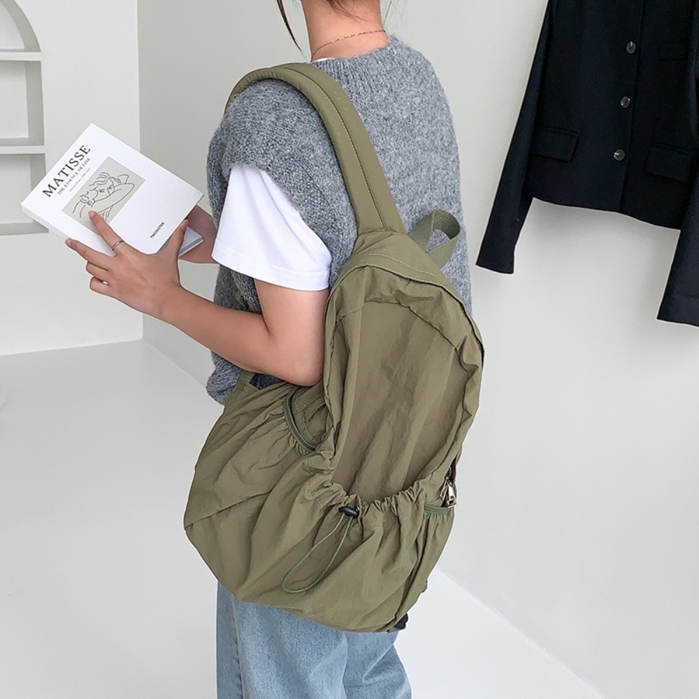 MISAP Korean High Quality Nylon Middle Backpack Women's Bag Shoulder Bag Backpack Bag