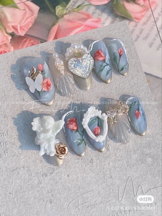 Phụ Kiện Charm Thiên Thần Châu Âu Đính Móng
