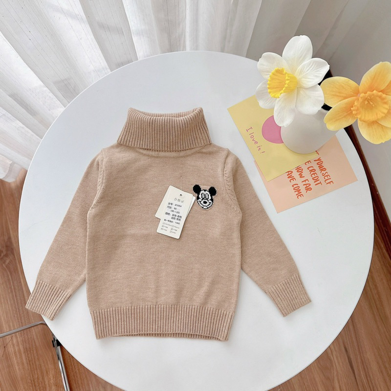 ÁO LEN CỔ LỌ THÊU MICKEY CHO BÉ