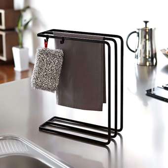Towel Rack Stand Freestanding 3 Tier Vertical Iron Rag Storage Towel Rack Kitchen Supply Home Tableware Dish Cloth Holders（Black）