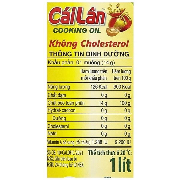Dầu thực vật tinh luyện Cái Lân chai 1 lít
