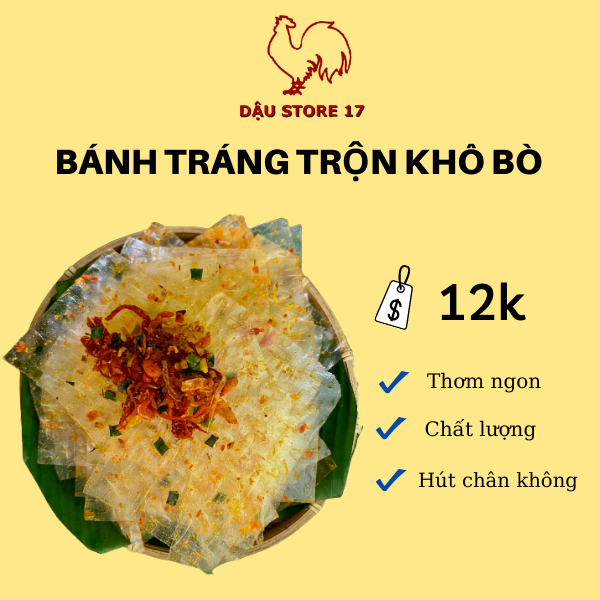 [DẬU STORE 17] Bánh Tráng Trộn Khô Bò