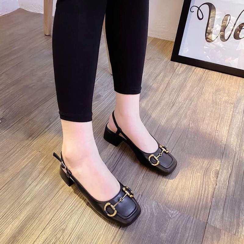( Rẻ Vô Địch) Giày sục mũi vuông đính ngọc