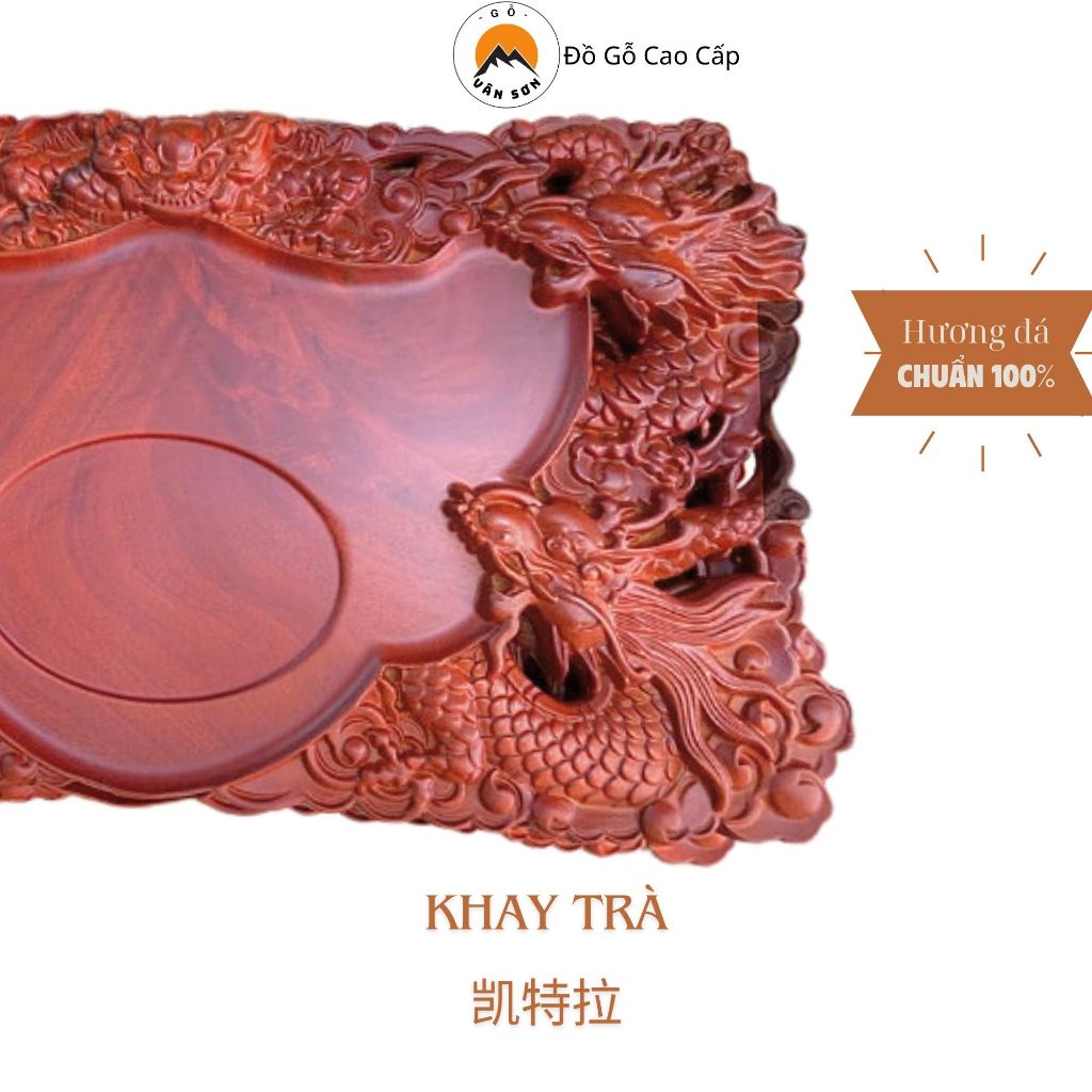 Khay Trà Ngũ Long gỗ hương đá - VS501