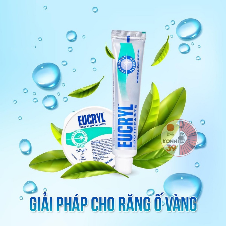 Kem đánh răng bạc hà tẩy trắng răng Eucryl Toothpaste 62g - Konni39