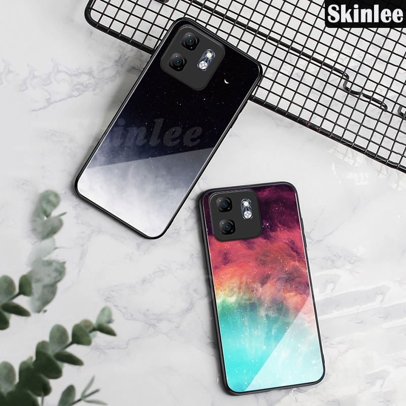 Phone case For infinix Hot 50i Back cover Tempered Glass Cover Starry Sky Mirror Couple Design cover For infinix Hot 50i Cover cases.