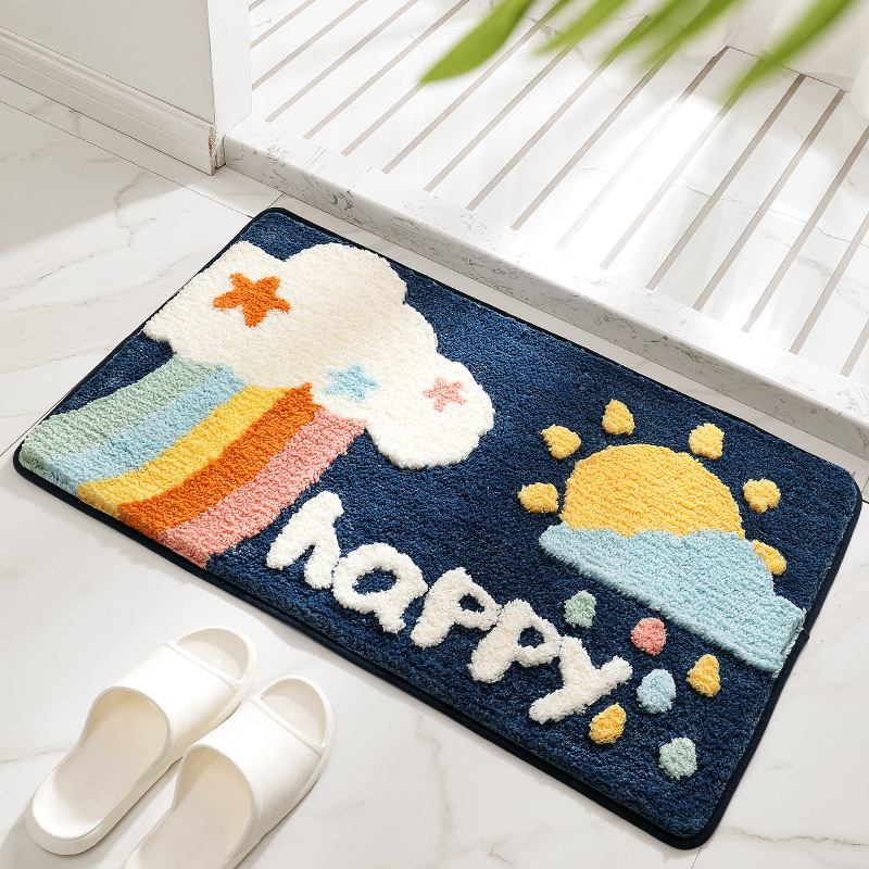 YONUO Non slip carpet at the entrance of the bathroom, absorbent floor mat in the bathroom, machine washable cartoon entrance mat by the bedside of the household bedroom