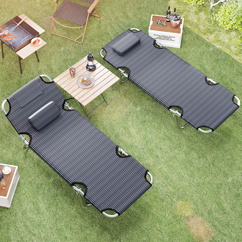 Outdoor folding bed, summer single camping, tri-fold marching bed, sitting, reclining, office folding lunch break bed