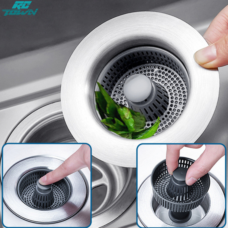 Kitchen Sink Drain Strainer With Portable Handle Stainless Steel Sink Drain Strainer Rust-proof Scratch-resistant Sink Stopper