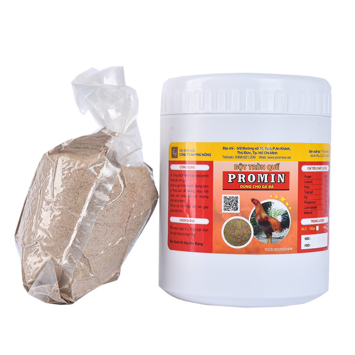 Bột trùn quế promin cho gà đá hộp 500gr