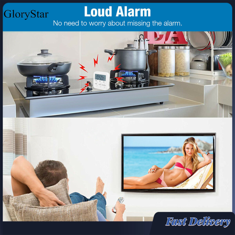 GloryStar Lcd Digital Kitchen Timer Count-down Up Magnetic Kitchen Gadgets With Loud Alarm For Cooking Baking Study