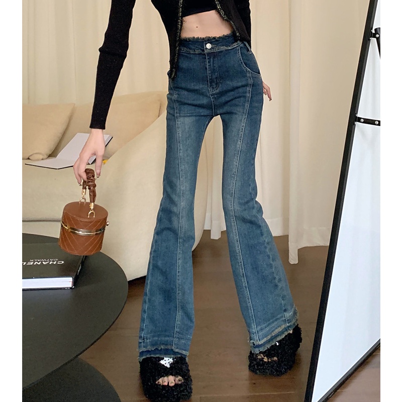 Quần Jeans Nữ Lưng Cao Ống Loe Thời Trang