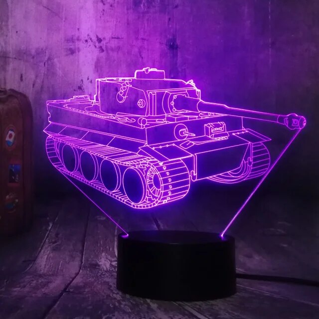 New Design Cool Machine Tank Novelty Table Lamp 3D LED Night Light 7 Color