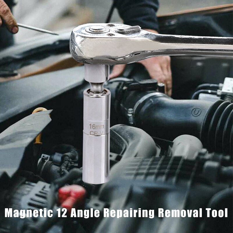 14/16mm Spark Plug Sleeve Socket Wrench 12 Angle Rotation Thin Wall 3/8" Drive Thin Wall Car Removal Tool Automobiles Repair Spark Plug Disassembly Tool