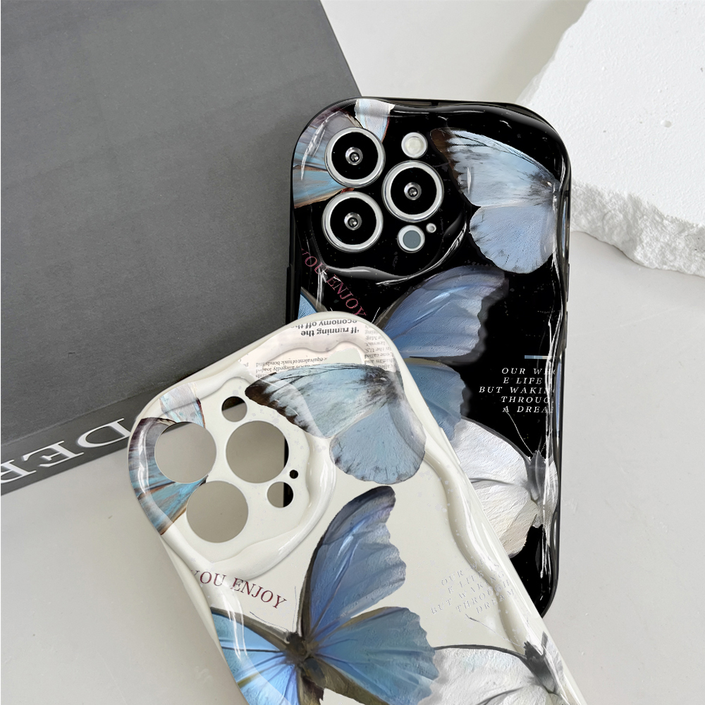 【Limited edition】 BILI for S20 S21 S23 FE S21 S22 S23 S24+ Ultra 5G Back Cover Butterfly Samples Pattern Cream Texture Wavy Soft Covers.