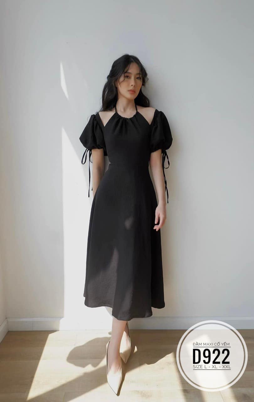 ĐẦN BIGSIZE CỔ YẾM TAY PHỒNG MẶC 2 KIỂU TRẮNG/ĐEN (L-2XL)