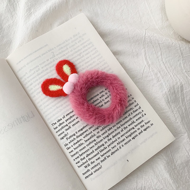 Buộc Tóc Lông Tai Thỏ Đính 2 Cục Bông Nhỏ Cute Cho Bé TL0007