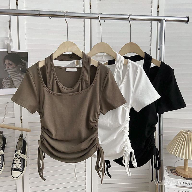 KCS⭐Áo croptop rút dây phối khoá🔉