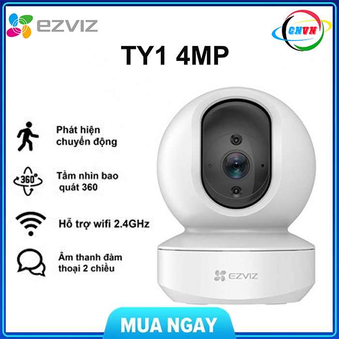 Camera ip wifi quay quét thông minh ezviz ty1 4mp-công nghệ việt nam