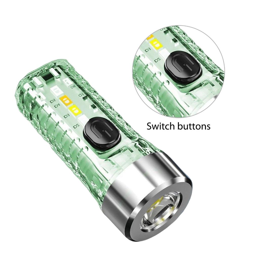 Đèn pin cầm tay siêu sáng móc treo đèn không thấm nước Mini Đèn Pin Cắm trại Có thể sạc qua USB 8 chế độ 3 bánh răng cho trường hợp khẩn cấp ngoài trời