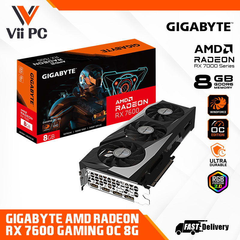 GIGABYTE Radeon RX 7600 RX7600 GAMING OC 8G Graphics Card, 3x