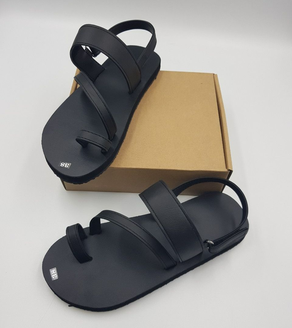 Dép xăng đan nam nữ ngón xéo đen ( thới giới sandal )
