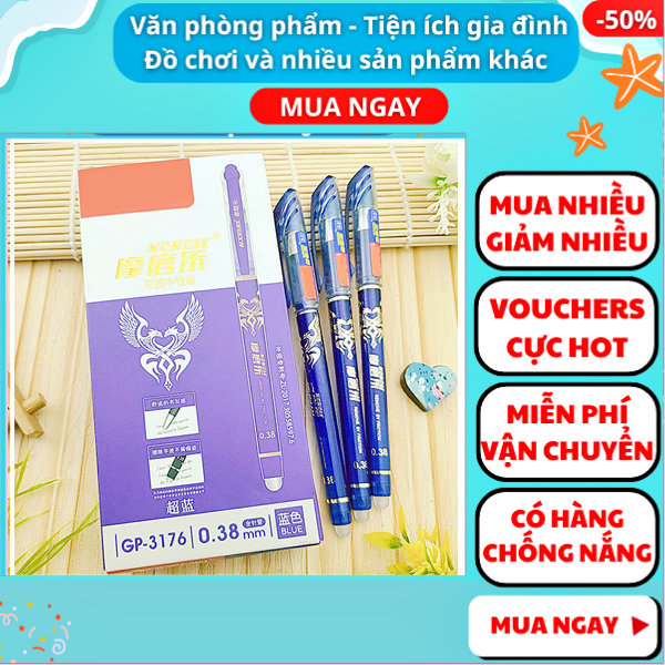 Combo 2 bút mực xanh xóa được Aodemei hàng tốt chất lượng cao, bút mực xoá được, đồ dùng học tập, Nguyễn Thùy Store