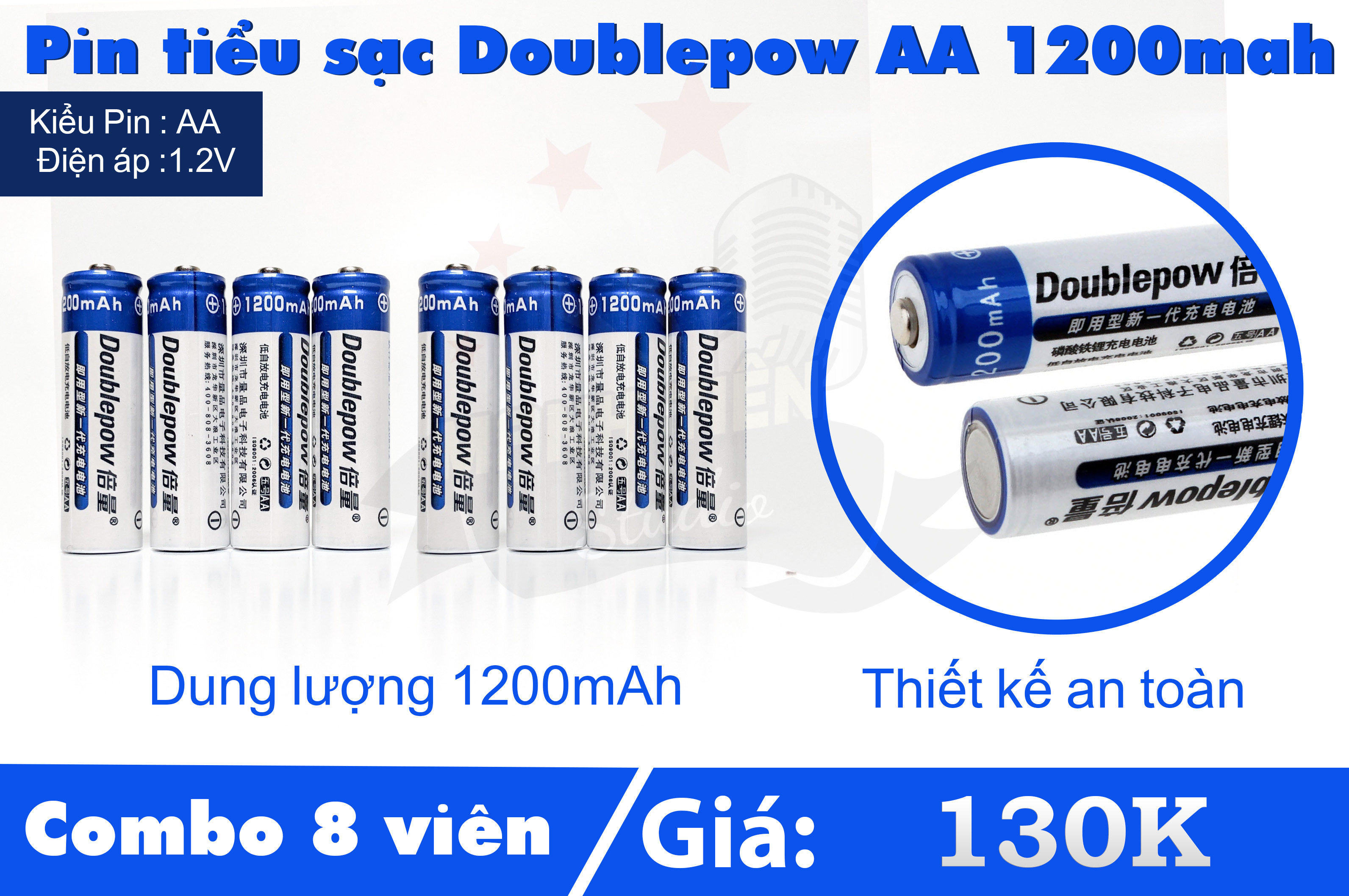 Siêu Hot 2024-Combo pin AA 3300mAh kèm sạc hoặc pin riêng Doublepow UK95 giá siêu tốt hàng nhập loại 1