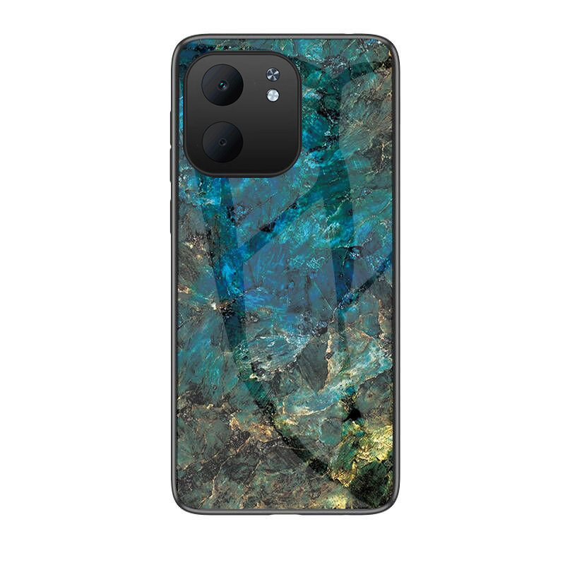 Phone case OPPO A5X Fashion Marble Tempered Glass Protector Soft Frame Silicon Back Cover OPPO A5X Case.