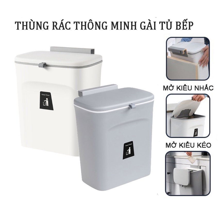 Thùng Rác Thông Minh 9L Kẹp Tủ, Dán Tường