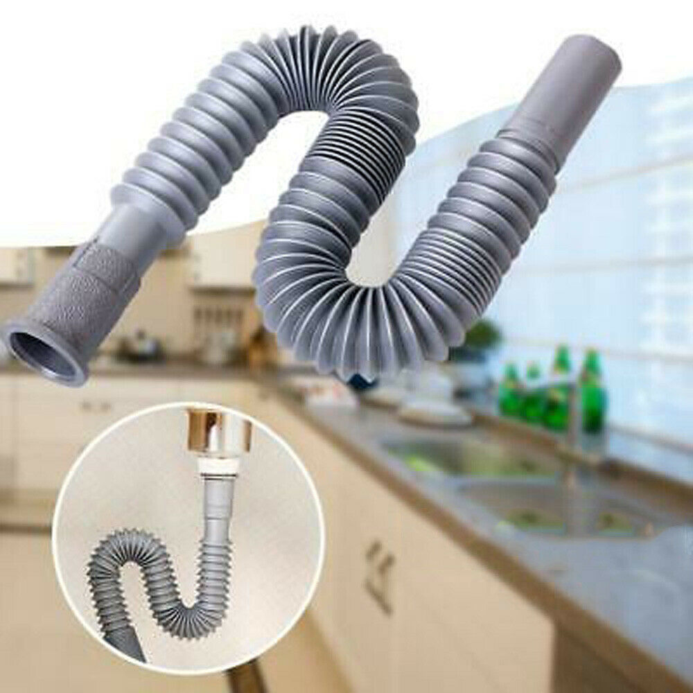 2pcs Scalable Extension Hose Sink Drain Flexible Sewage Pipe Kitchen 