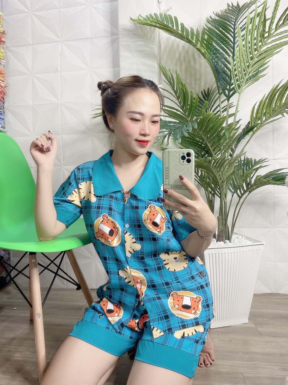 ĐỒ BỘ PIJAMA ĐÙI HỌA TIẾT HÌNH GẤU DỄ THƯƠNG  CÓ SIZE 40-75KG - PJ04