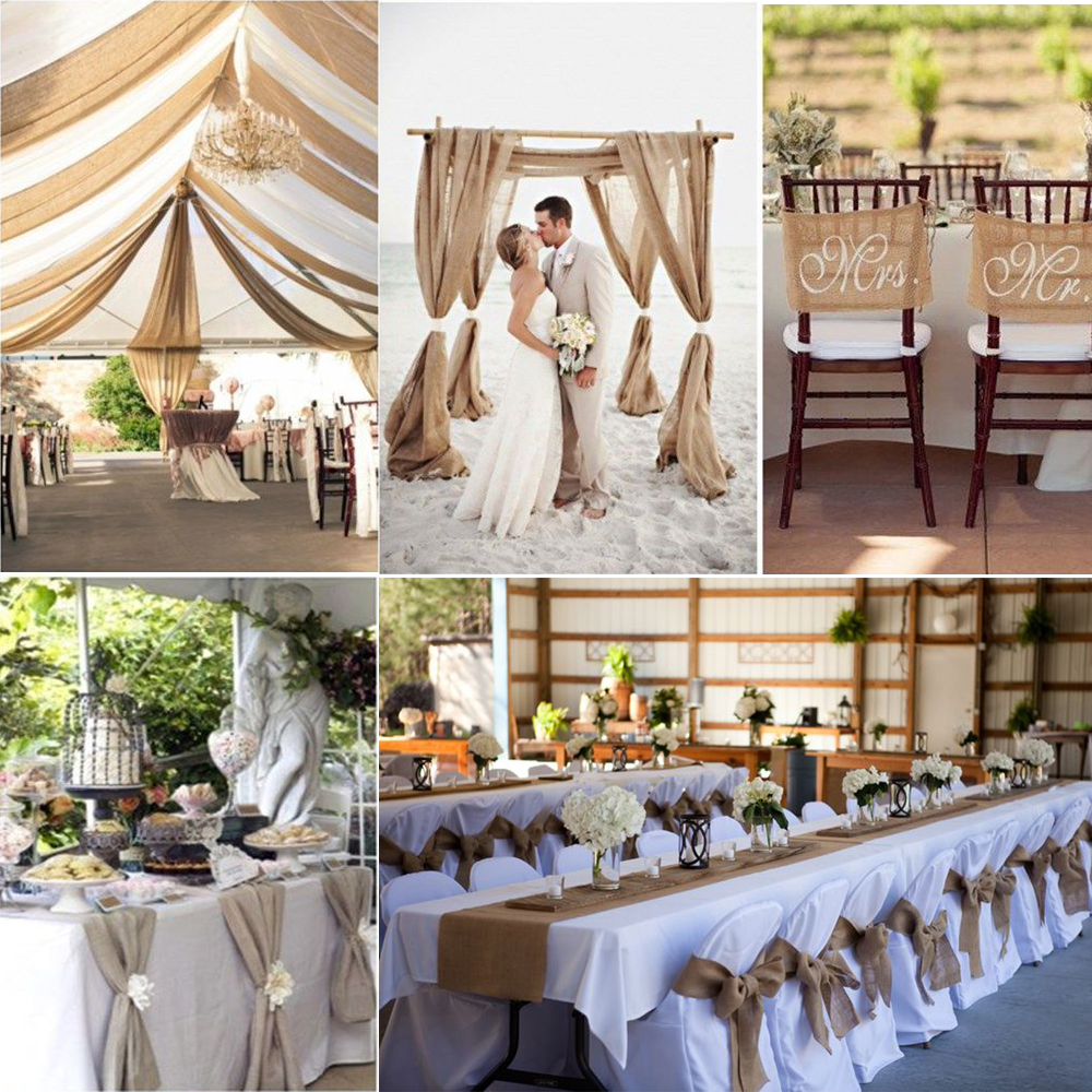 Vintage Burlap Hessian Table Runner Natural Jute Country Wedding Party ...