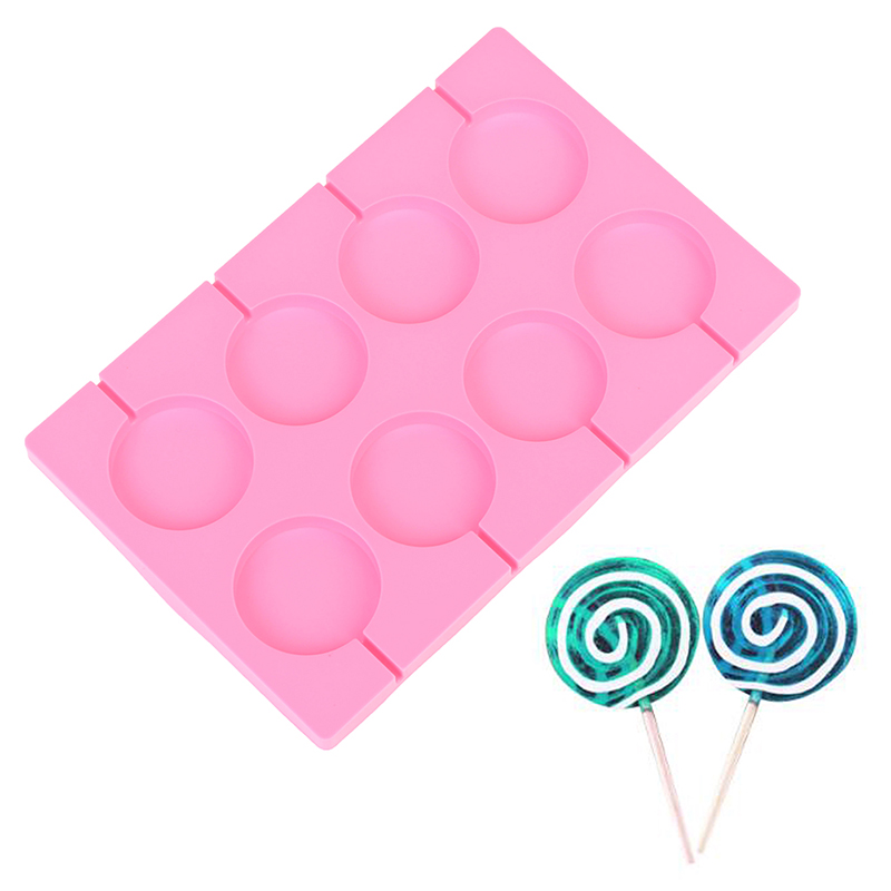 8 Holes Silicone Mold Big Round Lollipop Mold Cake Decorating Tools Kitchen Tool
