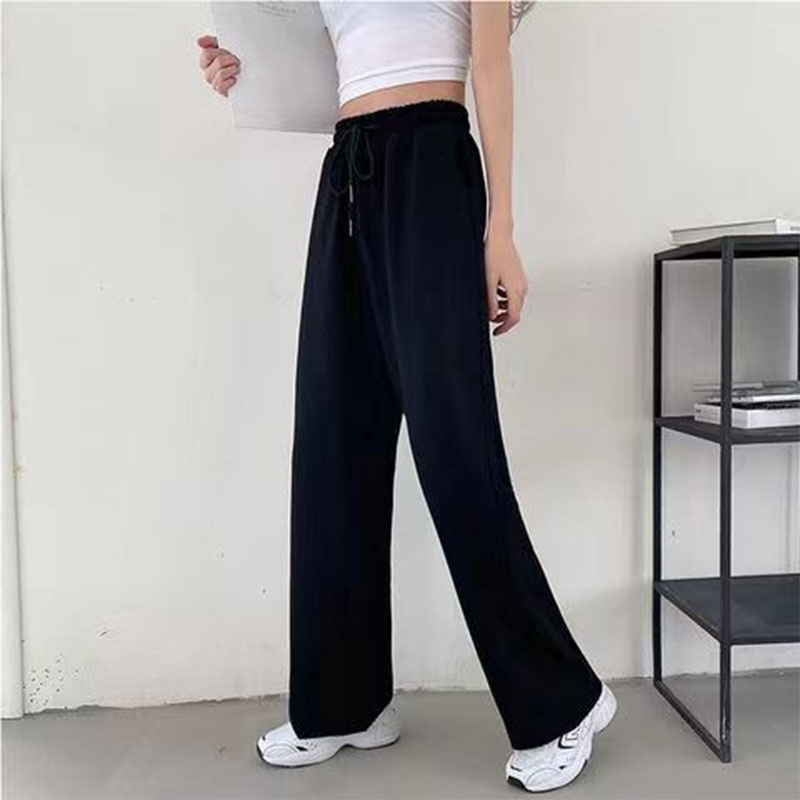 The Korean version of the women's high-waisted slim solid color wide-leg pants, hot girls are versatile, casual student trousers