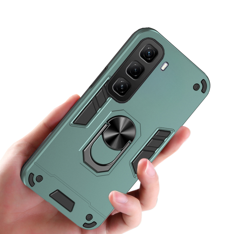 For infinix Hot 60 Pro+ Phone Case Shockproof Armor iron Metal Ring Kickstand Bracket Casing for infinix Hot 60i Cover Casing HP