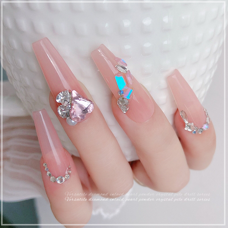 Charm Đá Khối Hồng Pha Lê Siêu Sáng | Trang Trí Móng Tay CF