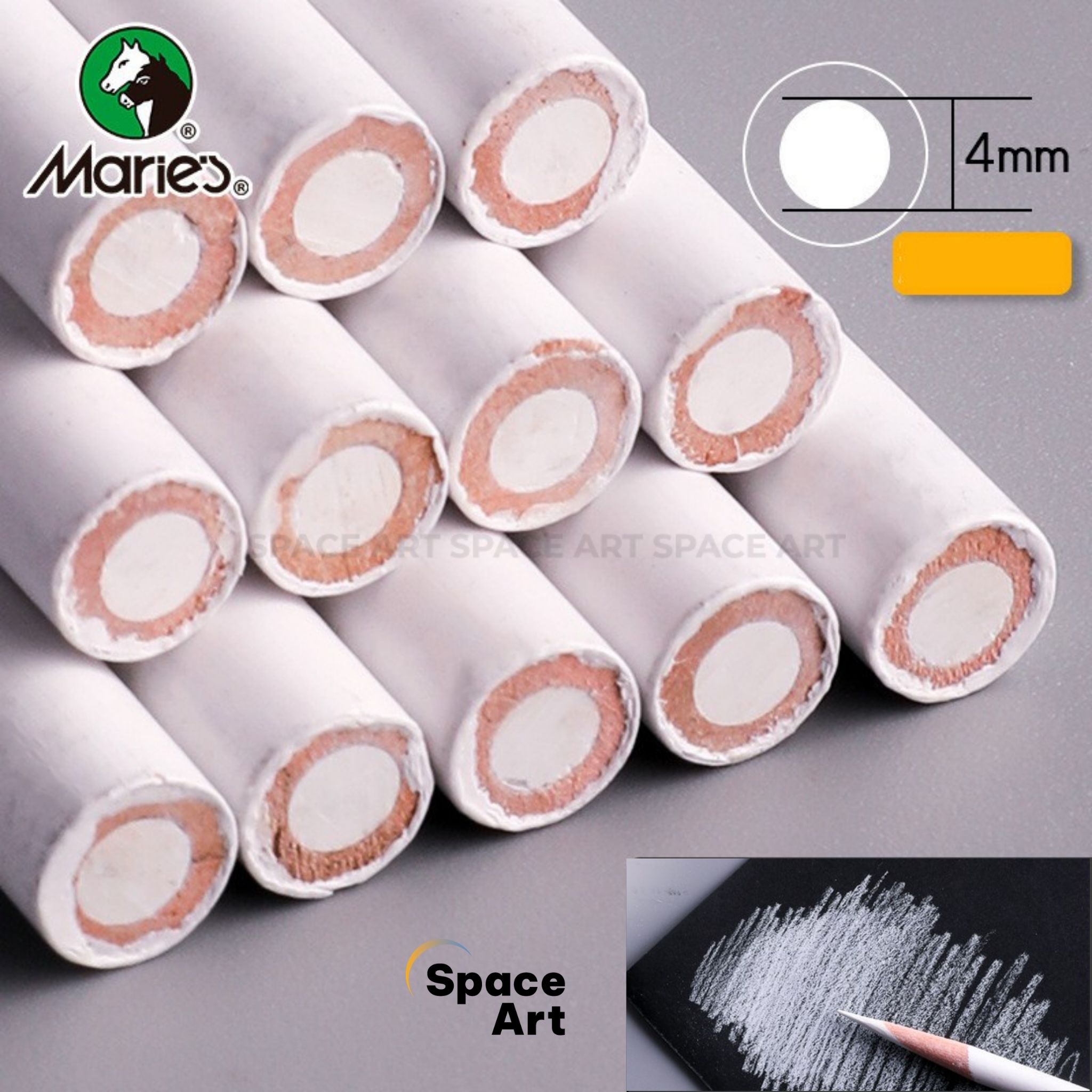 [Space Art Store][Chính hãng] Bút chì than trắng Marie's C7302 làm sáng