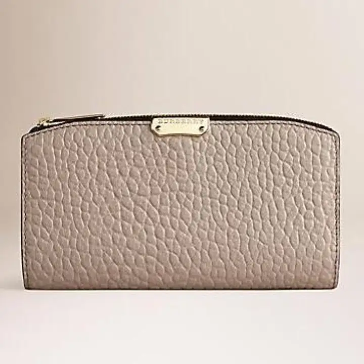 Sg Seller Burberry Grain Leather Zip Long Wallet Light Grey Lazada Singapore
